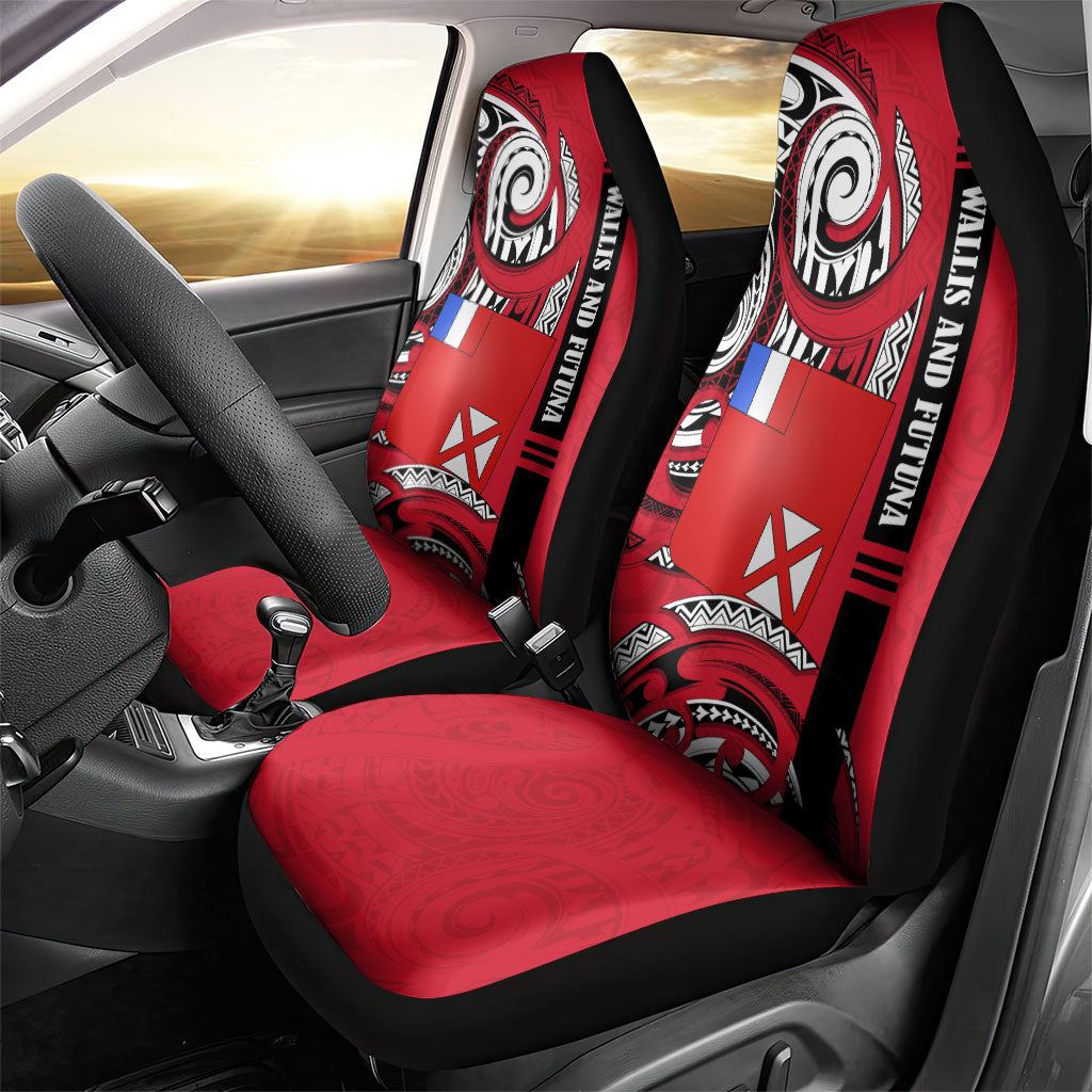 Wallis And Futuna Car Seat Cover Tribal Polynesian Tattoo Flag Motif TS04 - Polynesian Pride