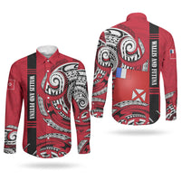 Wallis And Futuna Couples Matching Mermaid Dress and Long Sleeve Button Shirt Tribal Polynesian Tattoo Flag Motif TS04 - Polynesian Pride
