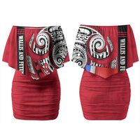 Wallis And Futuna Couples Matching Off Shoulder Short Dress and Long Sleeve Button Shirt Tribal Polynesian Tattoo Flag Motif TS04 - Polynesian Pride