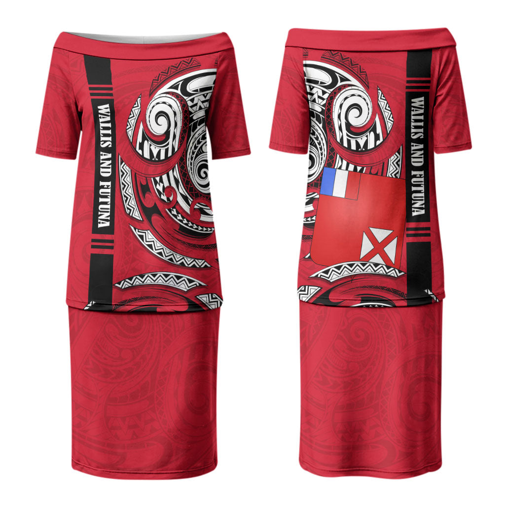 Wallis And Futuna Couples Matching Puletasi and Hawaiian Shirt Tribal Polynesian Tattoo Flag Motif TS04 - Polynesian Pride