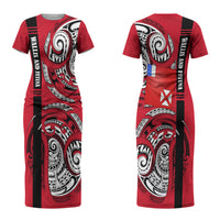 Wallis And Futuna Couples Matching Short Sleeve Bodycon Dress and Long Sleeve Button Shirt Tribal Polynesian Tattoo Flag Motif TS04 - Polynesian Pride