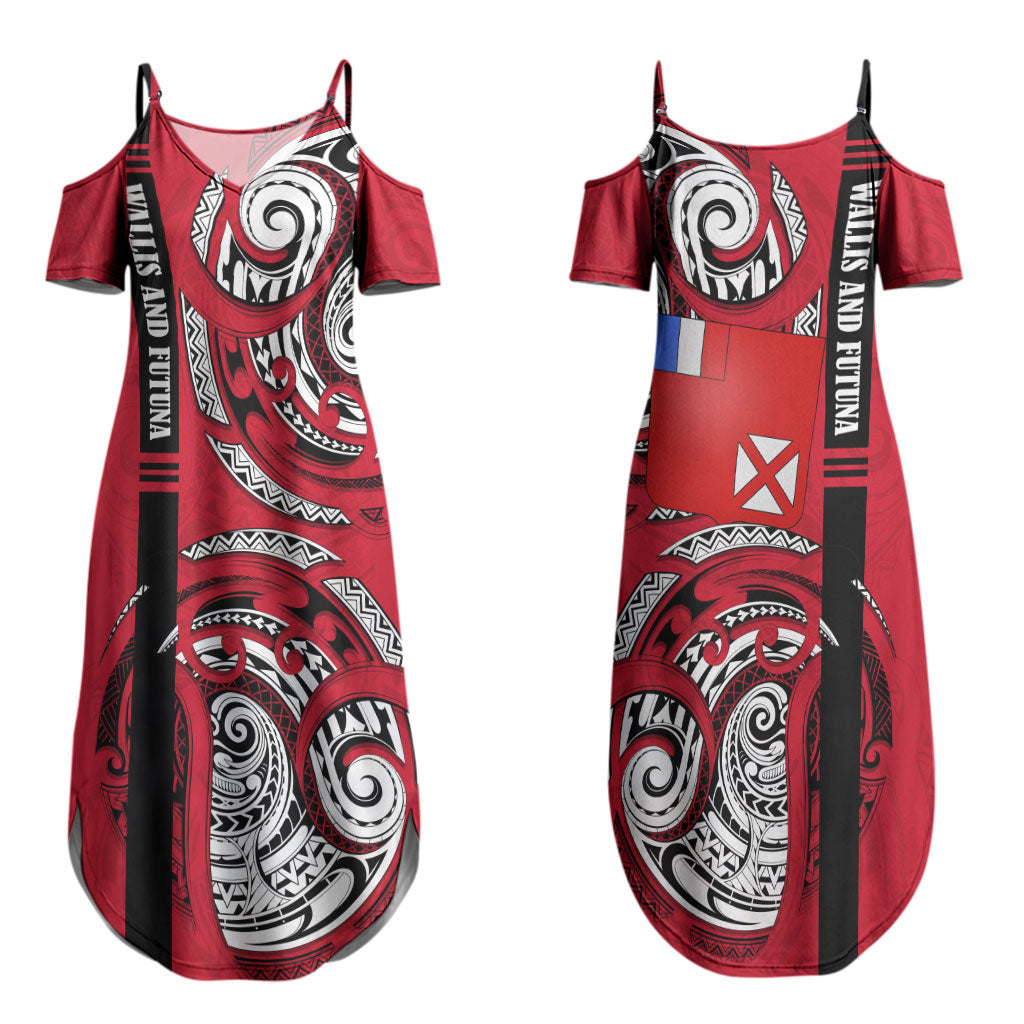Wallis And Futuna Couples Matching Summer Maxi Dress and Hawaiian Shirt Tribal Polynesian Tattoo Flag Motif TS04 - Polynesian Pride