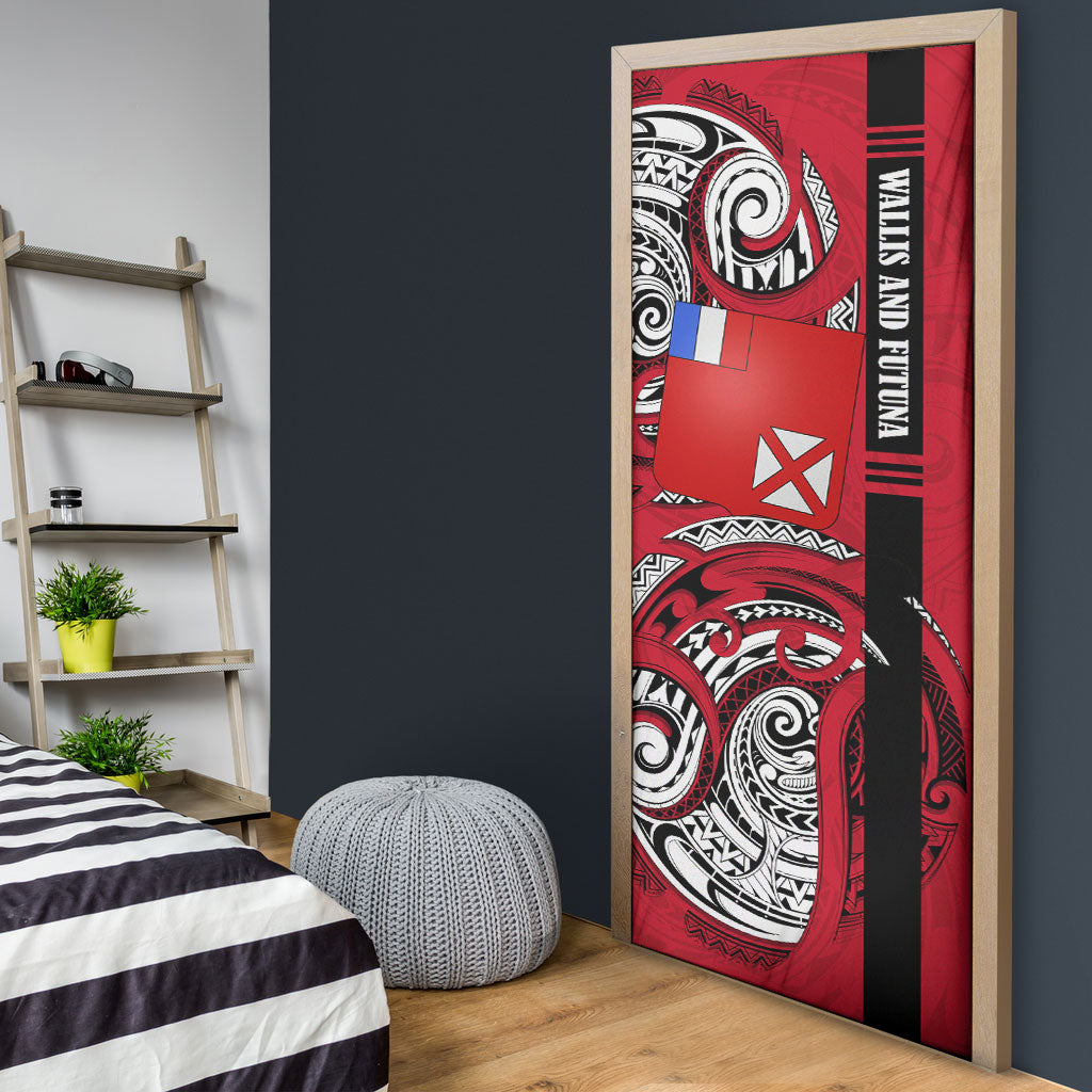 Wallis And Futuna Door Cover Tribal Polynesian Tattoo Flag Motif TS04 - Polynesian Pride