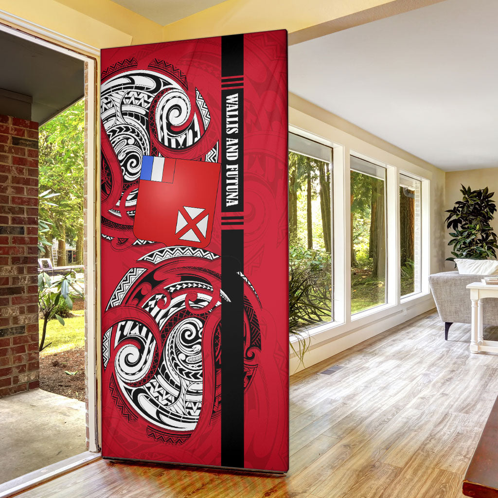 Wallis And Futuna Door Cover Tribal Polynesian Tattoo Flag Motif TS04 - Polynesian Pride