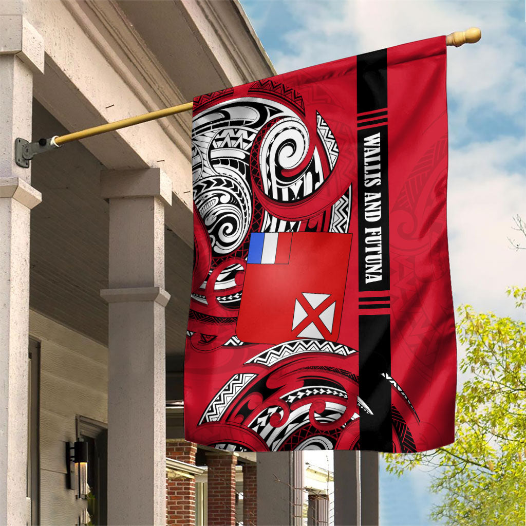 Wallis And Futuna Garden Flag Tribal Polynesian Tattoo Flag Motif TS04 House Flag Red Black - Polynesian Pride