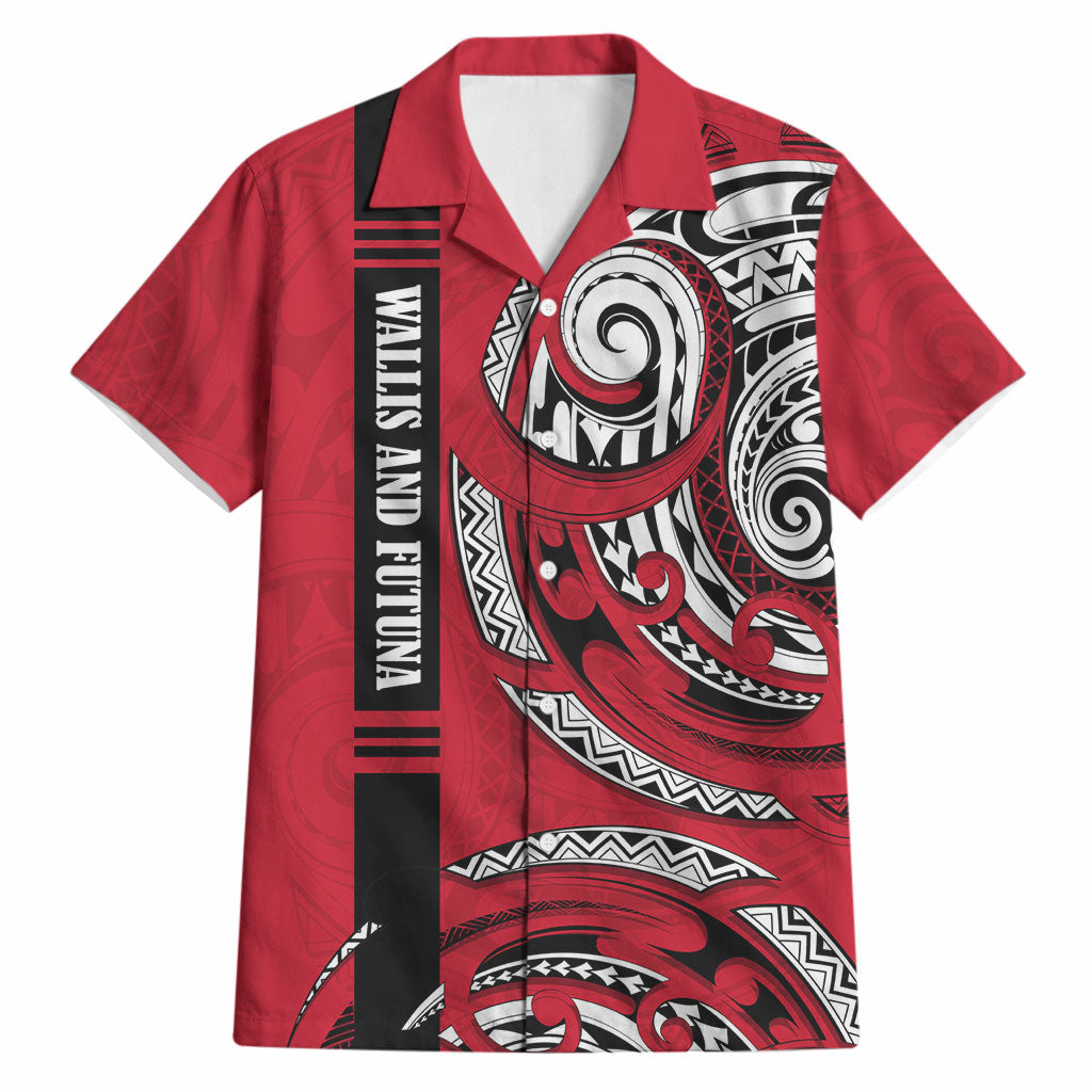 Wallis And Futuna Hawaiian Shirt Tribal Polynesian Tattoo Flag Motif TS04 Red Black - Polynesian Pride