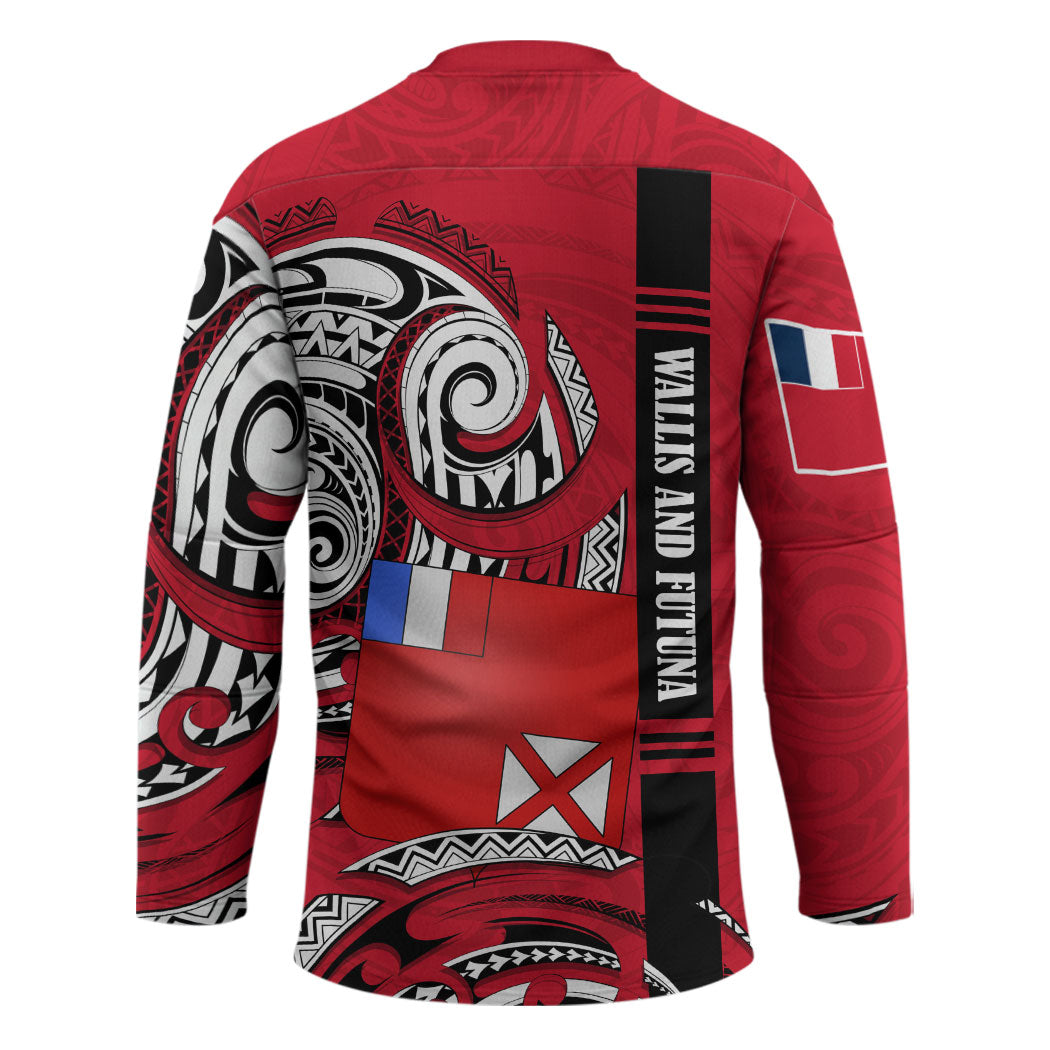 Wallis And Futuna Hockey Jersey Tribal Polynesian Tattoo Flag Motif TS04 - Polynesian Pride
