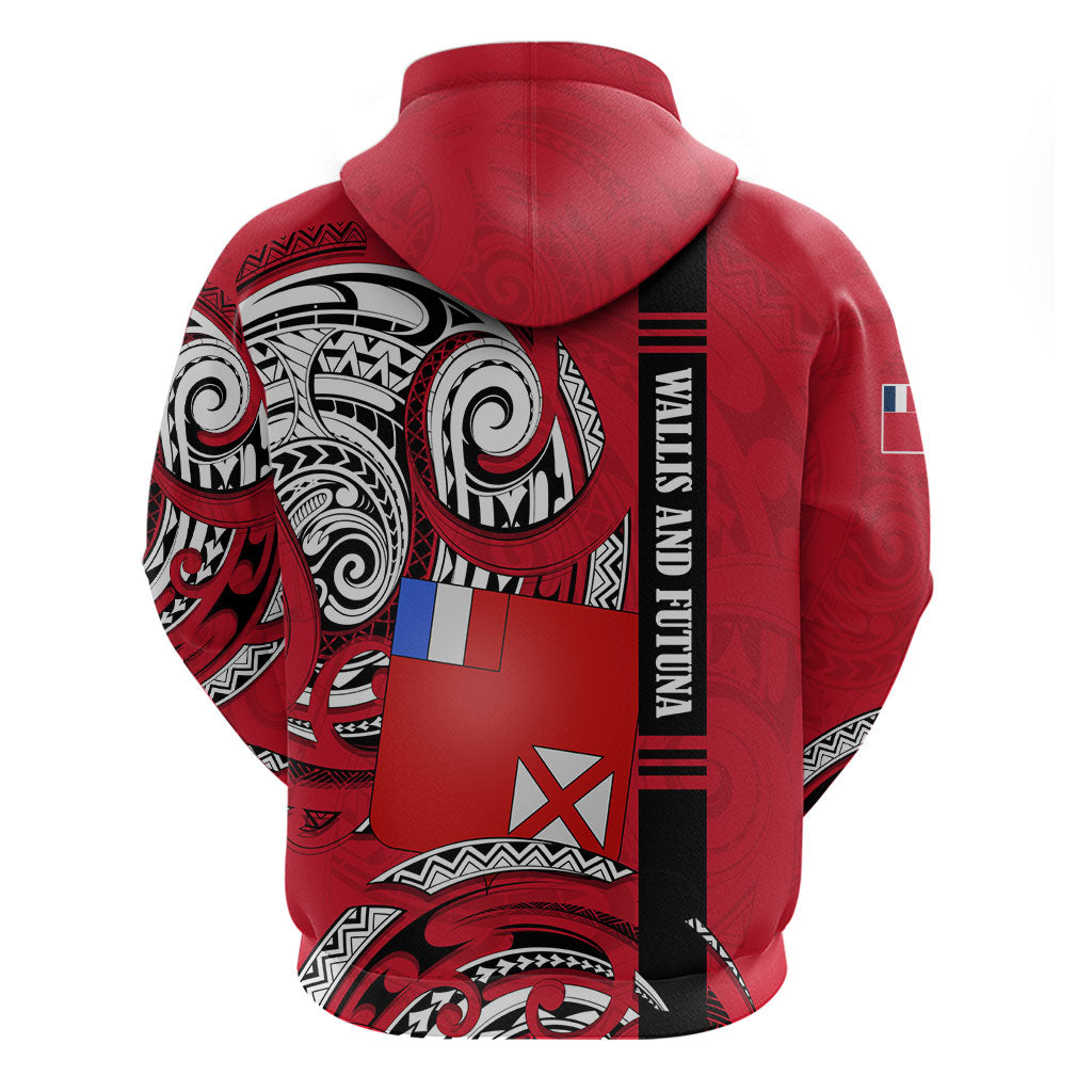 Wallis And Futuna Hoodie Tribal Polynesian Tattoo Flag Motif TS04 - Polynesian Pride