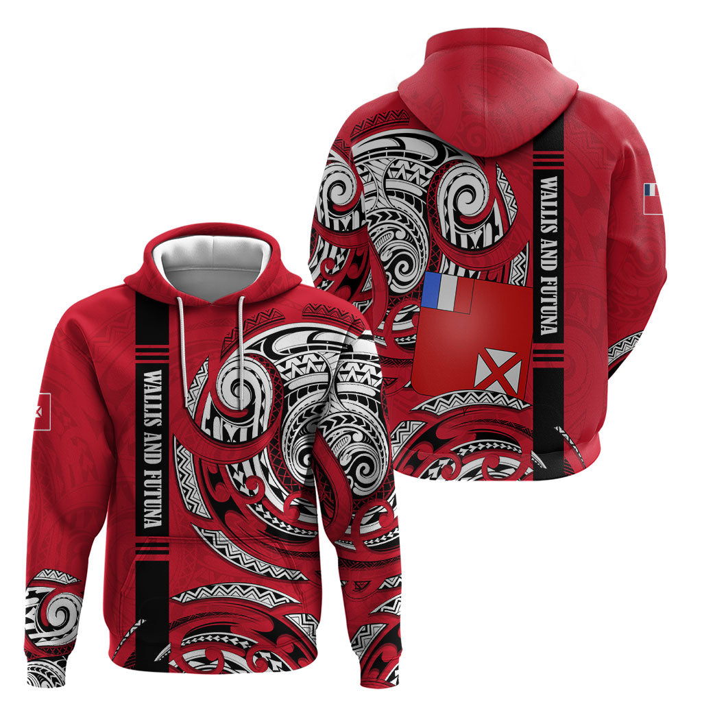 Wallis And Futuna Hoodie Tribal Polynesian Tattoo Flag Motif TS04 - Polynesian Pride