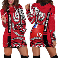 Wallis And Futuna Hoodie Dress Tribal Polynesian Tattoo Flag Motif TS04 - Polynesian Pride