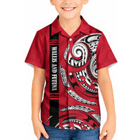 Wallis And Futuna Kid Hawaiian Shirt Tribal Polynesian Tattoo Flag Motif TS04 Kid Red Black - Polynesian Pride
