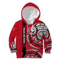 Wallis And Futuna Kid Hoodie Tribal Polynesian Tattoo Flag Motif TS04 Hoodie Red Black - Polynesian Pride