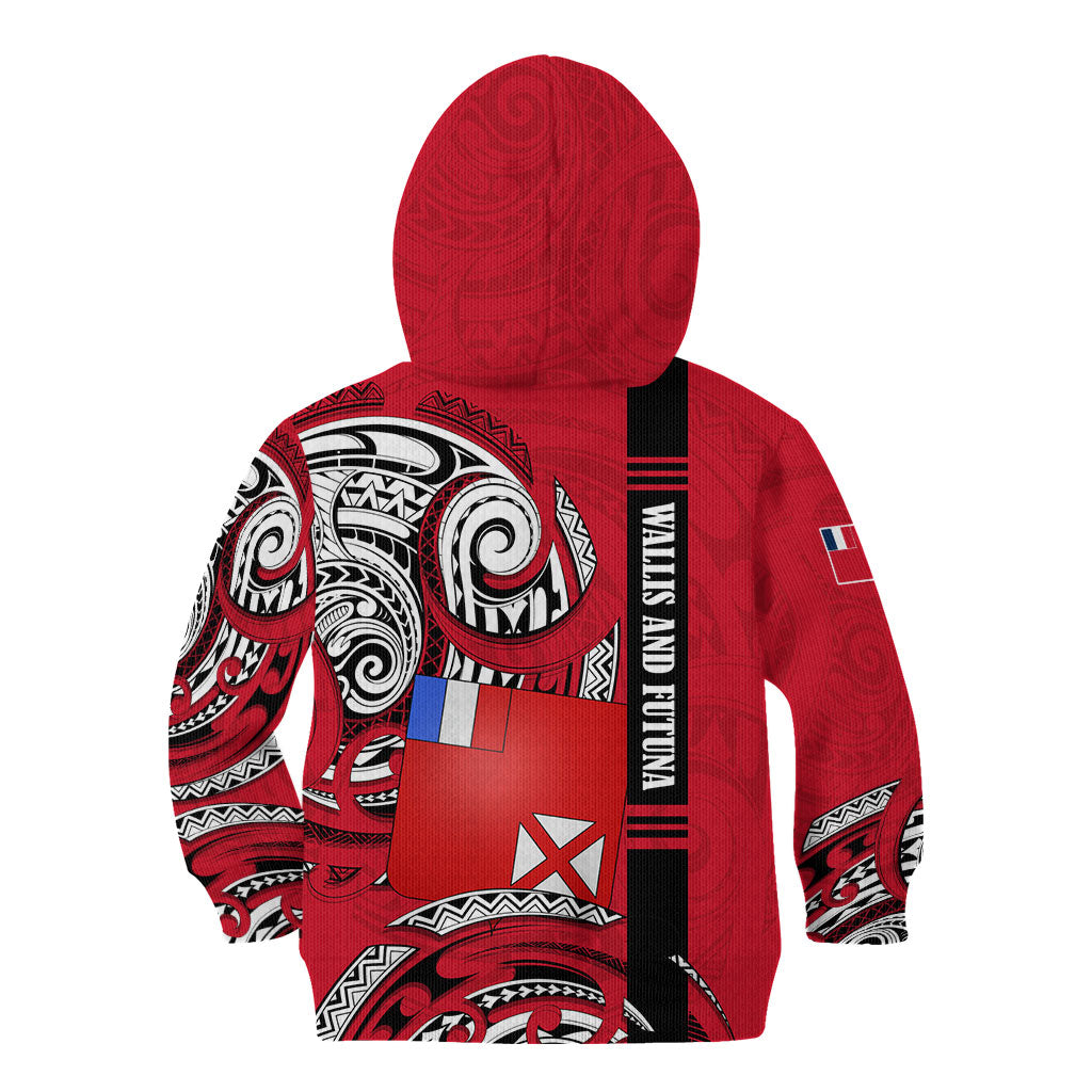 Wallis And Futuna Kid Hoodie Tribal Polynesian Tattoo Flag Motif TS04 - Polynesian Pride