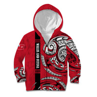 Wallis And Futuna Kid Hoodie Tribal Polynesian Tattoo Flag Motif TS04 Zip Hoodie Red Black - Polynesian Pride