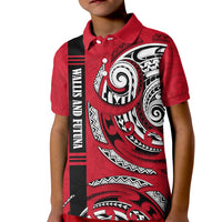 Wallis And Futuna Kid Polo Shirt Tribal Polynesian Tattoo Flag Motif TS04 Kid Red Black - Polynesian Pride