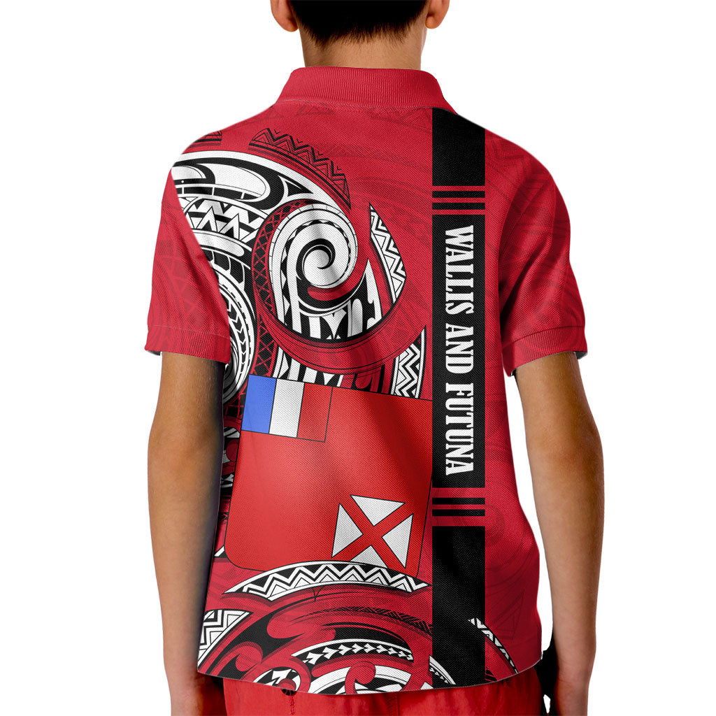 Wallis And Futuna Kid Polo Shirt Tribal Polynesian Tattoo Flag Motif TS04 - Polynesian Pride