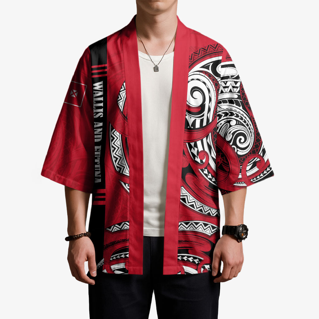 Wallis And Futuna Kimono Tribal Polynesian Tattoo Flag Motif TS04 - Polynesian Pride