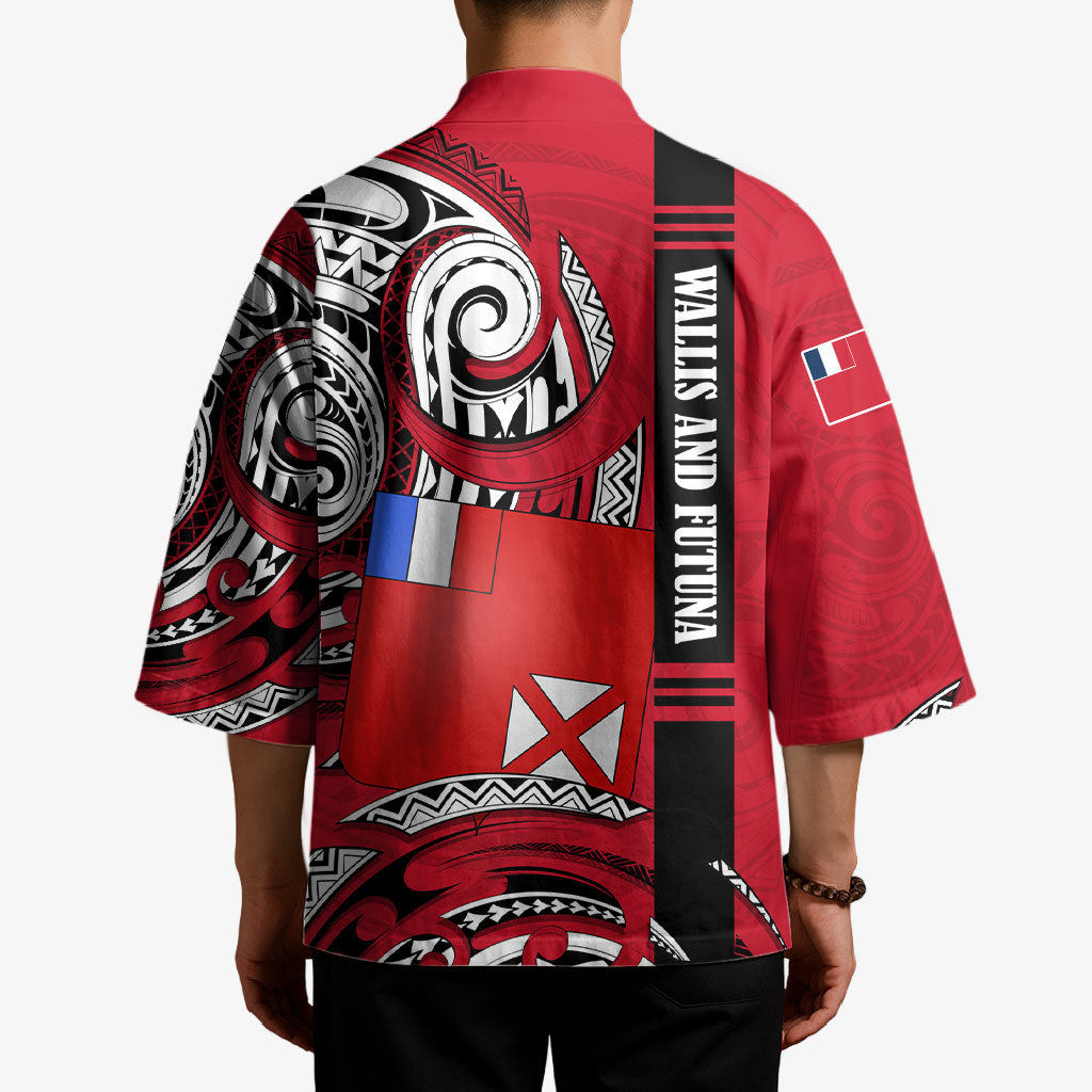 Wallis And Futuna Kimono Tribal Polynesian Tattoo Flag Motif TS04 - Polynesian Pride
