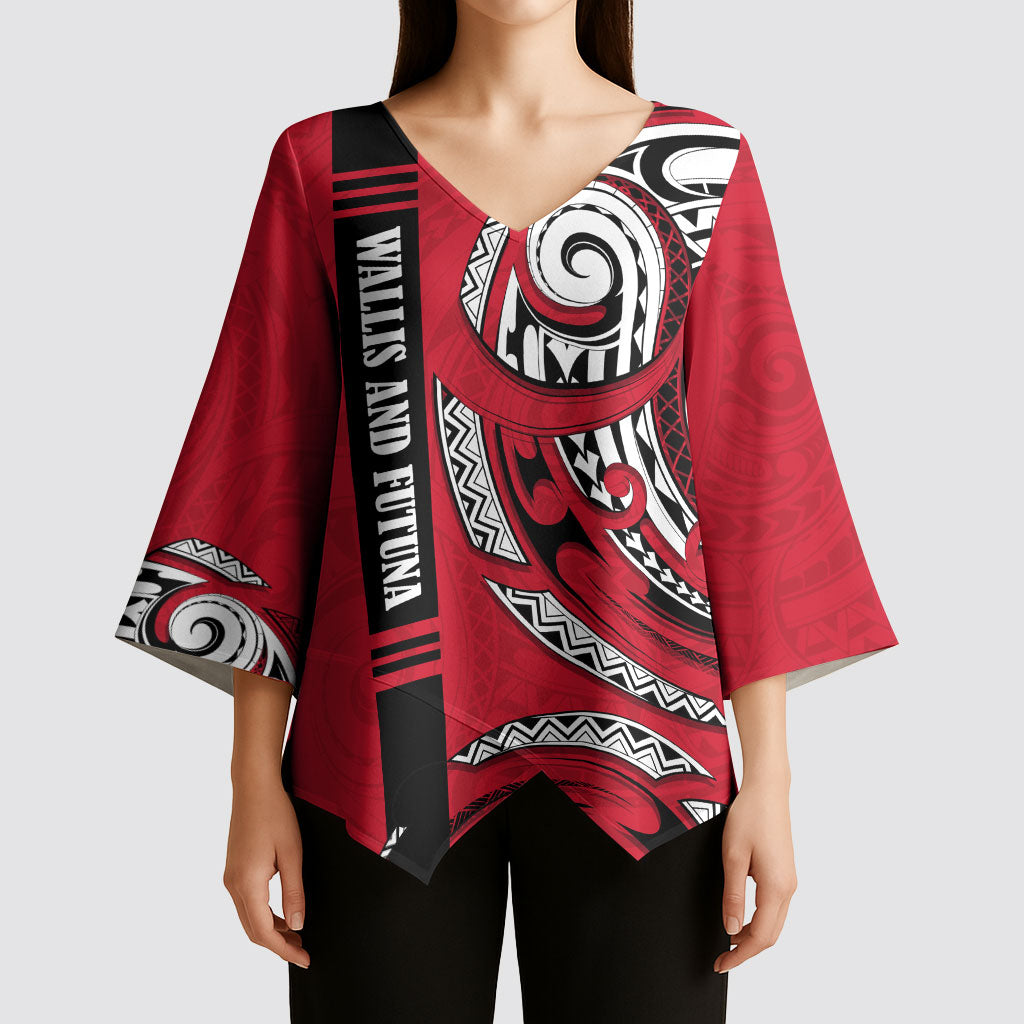 Wallis And Futuna Kimono Sleeve Blouse Tribal Polynesian Tattoo Flag Motif TS04 - Polynesian Pride