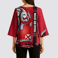 Wallis And Futuna Kimono Sleeve Blouse Tribal Polynesian Tattoo Flag Motif TS04 - Polynesian Pride