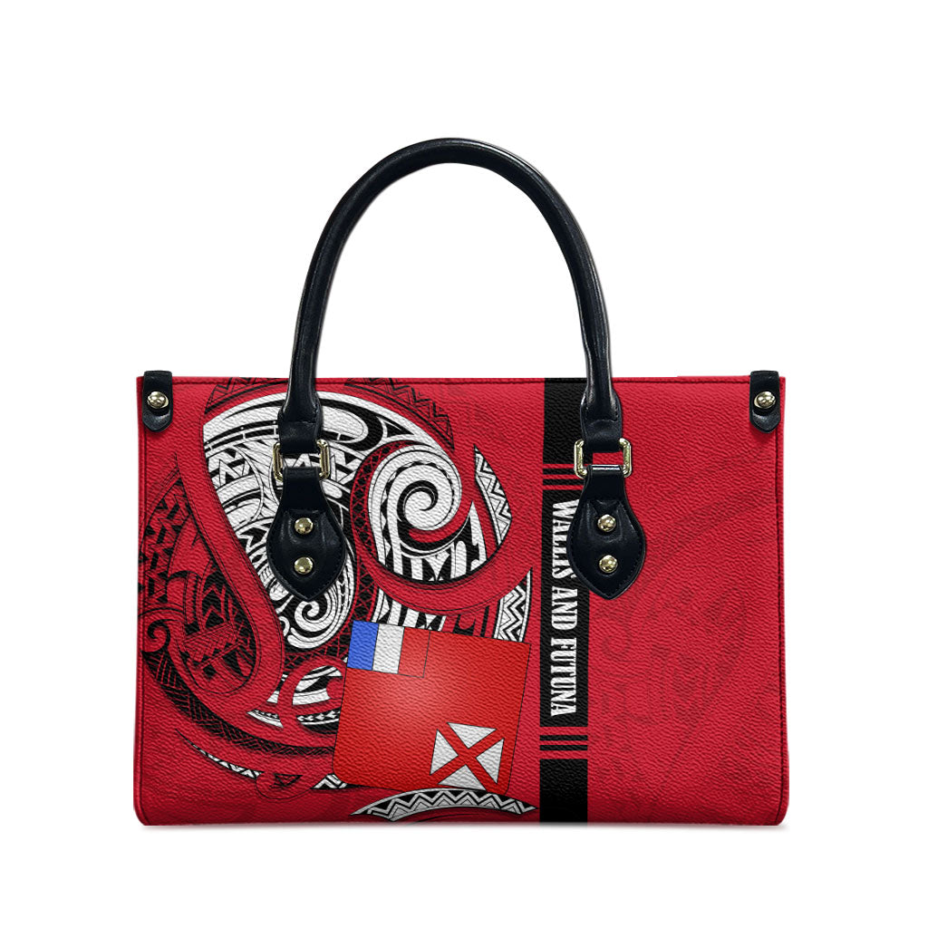 Wallis And Futuna Leather Bag Tribal Polynesian Tattoo Flag Motif TS04 - Polynesian Pride