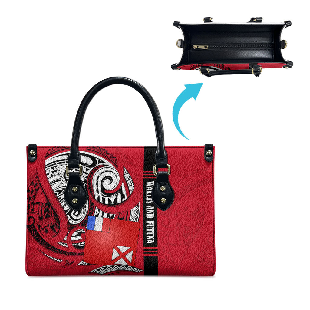 Wallis And Futuna Leather Bag Tribal Polynesian Tattoo Flag Motif TS04 - Polynesian Pride