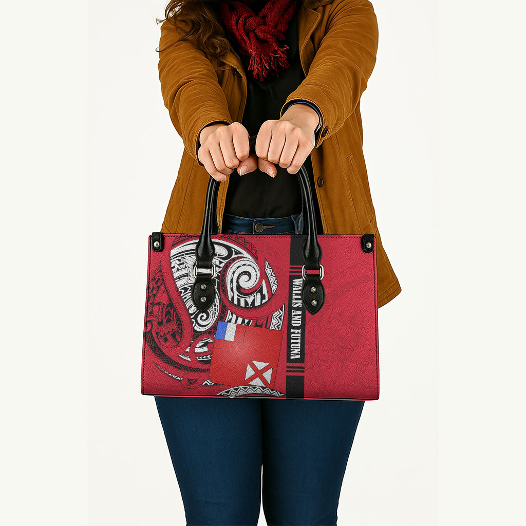 Wallis And Futuna Leather Bag Tribal Polynesian Tattoo Flag Motif TS04 - Polynesian Pride