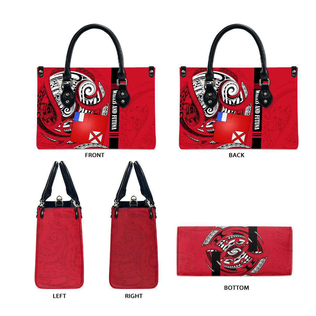 Wallis And Futuna Leather Bag Tribal Polynesian Tattoo Flag Motif TS04 - Polynesian Pride