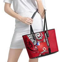 Wallis And Futuna Leather Tote Bag Tribal Polynesian Tattoo Flag Motif TS04 - Polynesian Pride