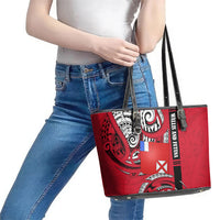 Wallis And Futuna Leather Tote Bag Tribal Polynesian Tattoo Flag Motif TS04 - Polynesian Pride