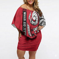 Wallis And Futuna Off Shoulder Short Dress Tribal Polynesian Tattoo Flag Motif TS04 Women Red Black - Polynesian Pride