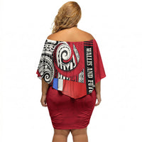 Wallis And Futuna Off Shoulder Short Dress Tribal Polynesian Tattoo Flag Motif TS04 - Polynesian Pride
