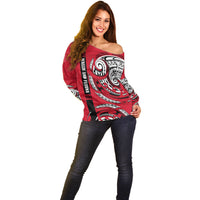 Wallis And Futuna Off Shoulder Sweater Tribal Polynesian Tattoo Flag Motif TS04 - Polynesian Pride