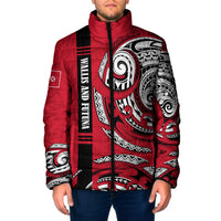 Wallis And Futuna Padded Jacket Tribal Polynesian Tattoo Flag Motif TS04 Men Red Black - Polynesian Pride