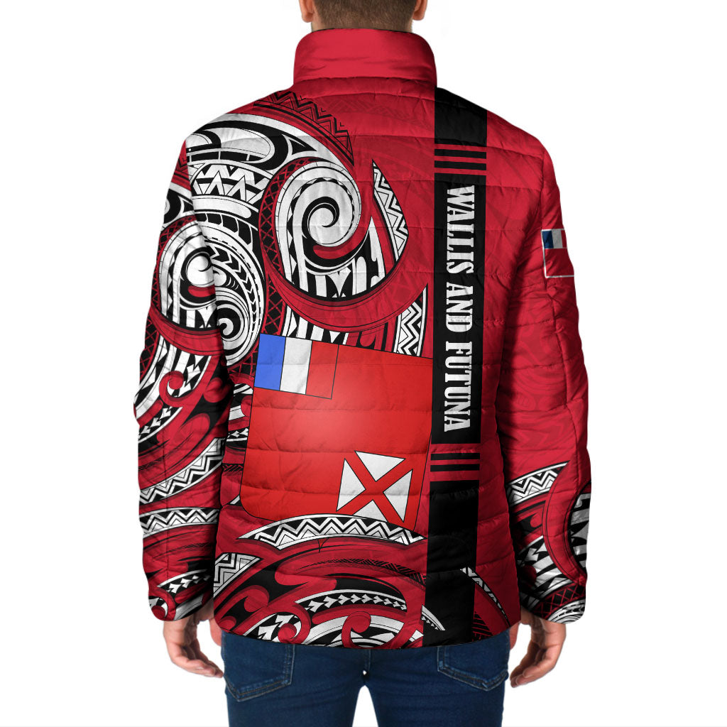 Wallis And Futuna Padded Jacket Tribal Polynesian Tattoo Flag Motif TS04 - Polynesian Pride