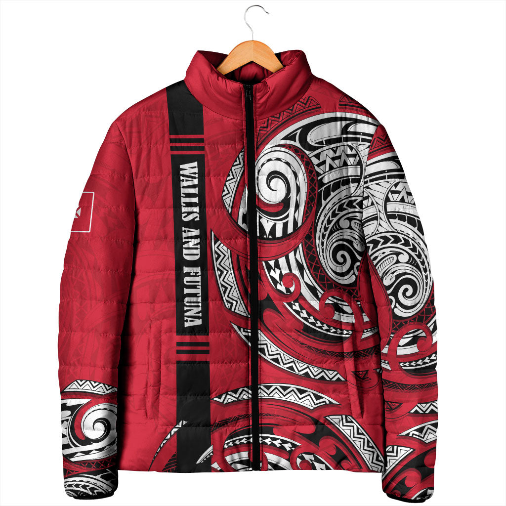 Wallis And Futuna Padded Jacket Tribal Polynesian Tattoo Flag Motif TS04 - Polynesian Pride