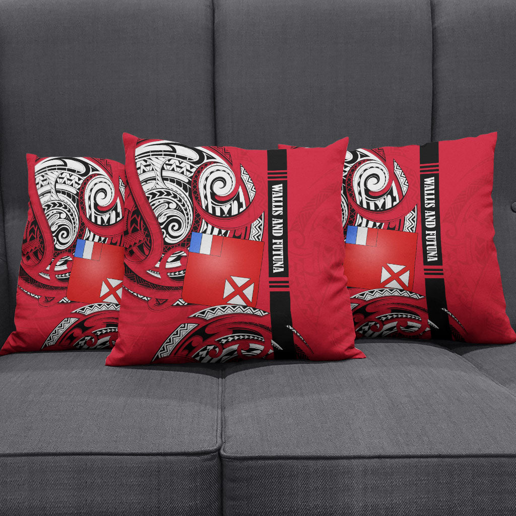 Wallis And Futuna Pillow Cover Tribal Polynesian Tattoo Flag Motif TS04 - Polynesian Pride