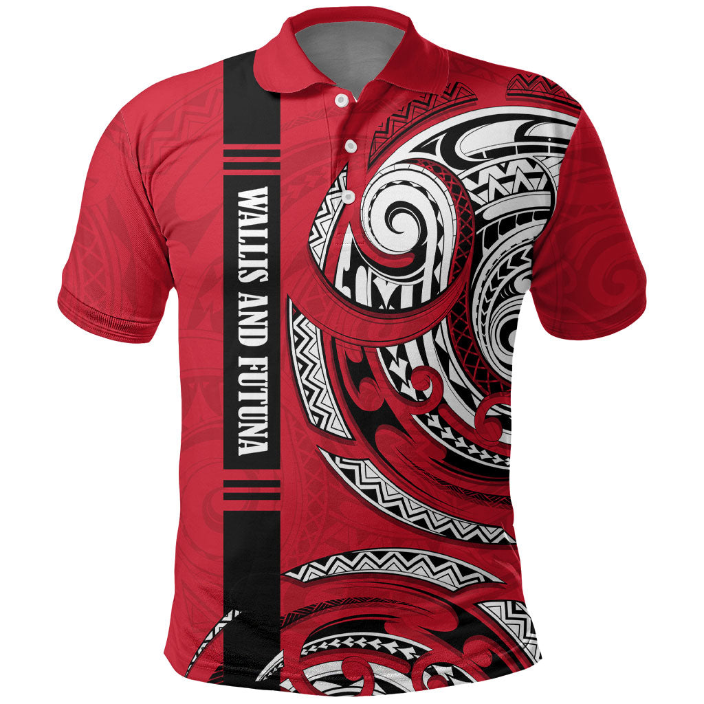 Wallis And Futuna Polo Shirt Tribal Polynesian Tattoo Flag Motif TS04 Red Black - Polynesian Pride
