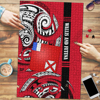 Wallis And Futuna Puzzle Tribal Polynesian Tattoo Flag Motif TS04 Red Black - Polynesian Pride