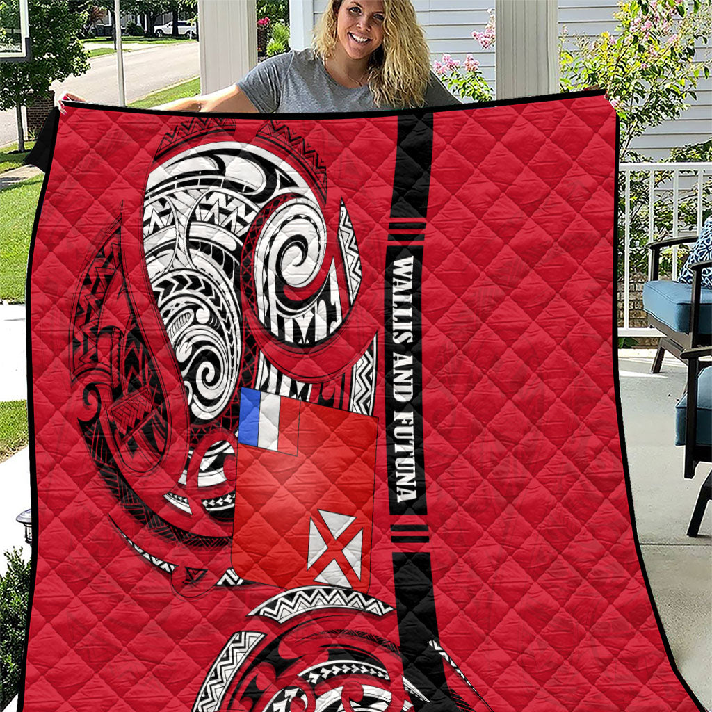 Wallis And Futuna Quilt Tribal Polynesian Tattoo Flag Motif TS04 Red Black - Polynesian Pride