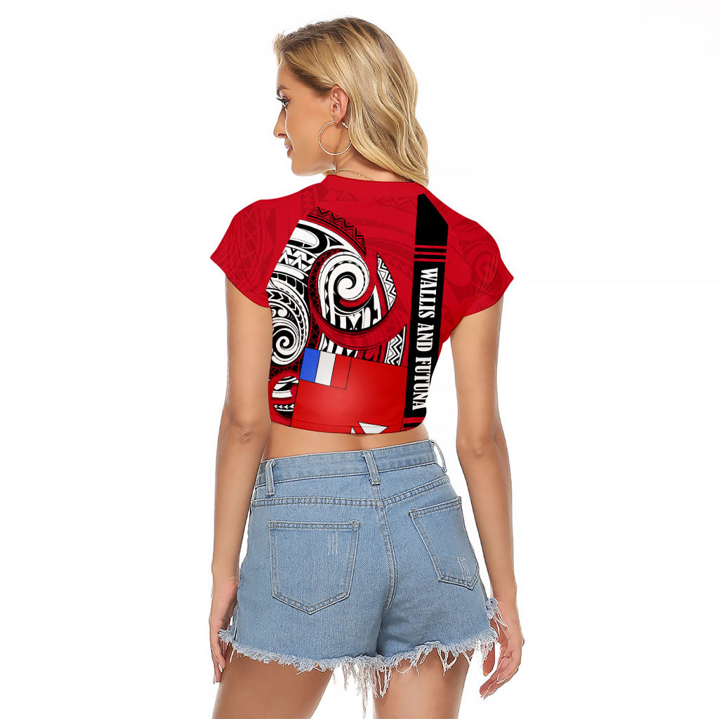 Wallis And Futuna Raglan Cropped T Shirt Tribal Polynesian Tattoo Flag Motif TS04 - Polynesian Pride