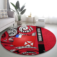 Wallis And Futuna Round Carpet Tribal Polynesian Tattoo Flag Motif TS04 - Polynesian Pride