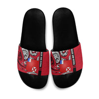 Wallis And Futuna Slide Sandals Tribal Polynesian Tattoo Flag Motif TS04 Red Black - Polynesian Pride