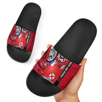 Wallis And Futuna Slide Sandals Tribal Polynesian Tattoo Flag Motif TS04 - Polynesian Pride