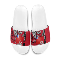 Wallis And Futuna Slide Sandals Tribal Polynesian Tattoo Flag Motif TS04 Red Black - Polynesian Pride