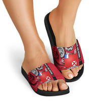 Wallis And Futuna Slide Sandals Tribal Polynesian Tattoo Flag Motif TS04 - Polynesian Pride
