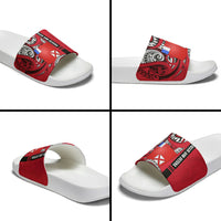 Wallis And Futuna Slide Sandals Tribal Polynesian Tattoo Flag Motif TS04 - Polynesian Pride
