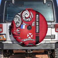 Wallis And Futuna Spare Tire Cover Tribal Polynesian Tattoo Flag Motif TS04 Red Black - Polynesian Pride