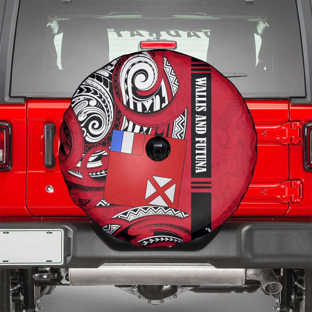 Wallis And Futuna Spare Tire Cover Tribal Polynesian Tattoo Flag Motif TS04 - Polynesian Pride