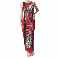 Wallis And Futuna Tank Maxi Dress Tribal Polynesian Tattoo Flag Motif TS04 Women Red Black - Polynesian Pride